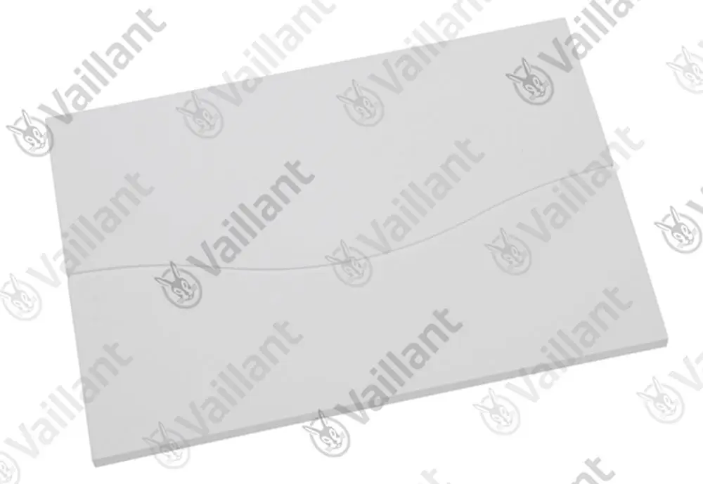 Weiße Abdeckung von Vaillant für einen Reglerschacht, flache Oberfläche mit sanften Linien. Geeignet für verschiedene Modelle zur Verdeckung von Regelmechanismen.